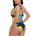 thumbnail image 5 of Yiaed Sunflowers Print Women One Piece Swimsuits Tummy Control One Shoulder Bathing Suits Pattern Ruffle Swimwear-XX-Large, 5 of 8