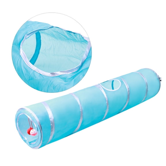 SEWCHICS Foldable Tunnel Tube with Hanging Sound Toy for Small Pets and