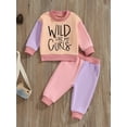 thumbnail image 4 of Hirigin Toddler Baby Girl Clothes 1T 2T 3T 4T 5T Fall Winter Outfits Funny Letter Long Sleeve Contrast Color Sweatshirt and Pants Sets, 4 of 8