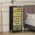 thumbnail image 6 of Furologee Vertical Dresser for Bedroom, Tall Storage Tower Unit with 5 Fabric Drawers, Chest of Drawers for Living Room, Dorm, Entryway, Nightstand Bedside Table, Vintage Furniture, Wood Top, 6 of 10