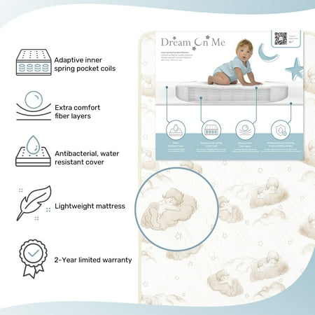 Dream On Me 2-In-1 Breathable Innerspring Two-Sided Mini/Portable Crib Mattress