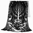 thumbnail image 2 of Celestial Woodland Deer Snowy Forest, Peaceful Woodland Scene, Warm Flannel Blanket for Cabin and Lodge with Detailed Artwork, Wildlife Lovers Housewarming Gift, Fantasy Home Decor, 2 of 9