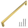 thumbnail image 6 of Modket M1603 Modern Euro Square Cabinet Handle 304 Stainless Steel — 8" Overall Length, 7-1/2" (192mm) Hole Centers, Brushed Satin Brass Gold— 25-Packs, 6 of 6