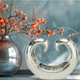 thumbnail image 3 of Eternity Wave Sculpture, Modern Art Sculpture, Silver Titanium Glazed, Ceramic Stoneware, 8.25 inches, 3 of 6