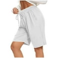 thumbnail image 2 of Running Shorts for Women Elastic Waist Pockets Breathable Knee Length Yoga Gym Active Sports Workout Athletic Shorts, 2 of 6