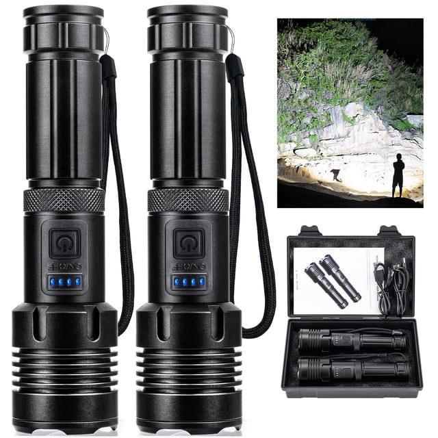 Linternas AURASEASON 9000 lúmenes recargables, paquete de 2, IPX7