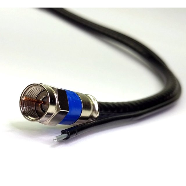 PHAT SATELLITE INTL 100ft Solid Copper RG6 Direct Burial Underground 18AWG Coaxial Cable with 17AWG Ground Wire Satellite TV Approved Compression Connectors UL ETL Assembled in USA