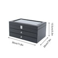 thumbnail image 2 of Pen Box Fountain Pen Box Pen Display Case Lid 36 Slot Pen Case Pen Box 2 Drawer 36 Piece Black Leather Flannel Pen Organizer Box Pen Collection Display Case  Black Leather Flannel Pen Organizer Box, 2 of 12