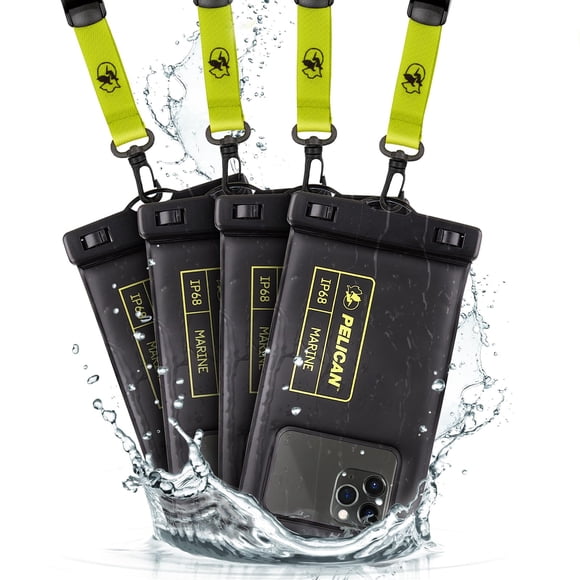 Pelican 4 Pack Marine - IP68 Waterproof Phone Pouch (Regular Size) Floating Waterproof Phone Case - Beach Cruise Ship Travel Essentials - Wo