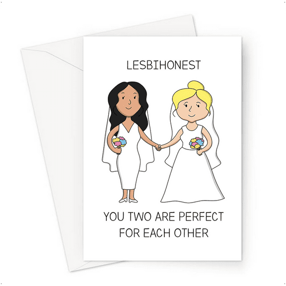 Lesbian Wedding Card - "Lesbihonest" Funny Greeting Card for Same-Sex Couples - Perfect for Engagement or Wedding Celebrations