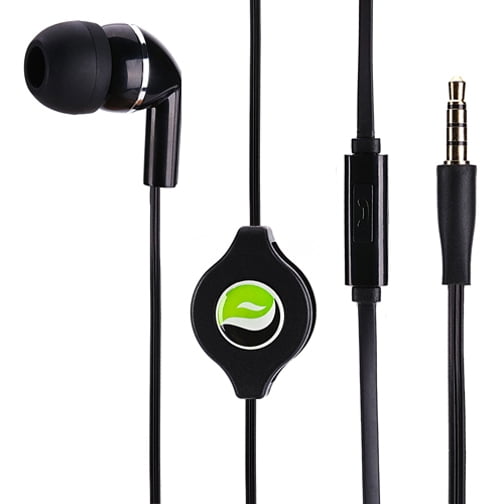 Premium Retractable Headset MONO Hands free Earphone Mic Single Earbud Headphone Wired 3.5mm Black AOO for LG G Vista 2 G2 G3 Vigor G4 Google Nexus