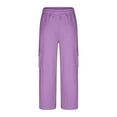 thumbnail image 6 of absuyy Plus Size Cargo Pants for Women High Waisted Multiple Pockets Workout Pants Baggy Casual Trousers Purple 2XL, 6 of 7