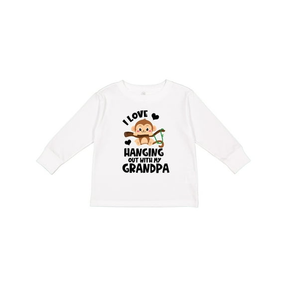 Inktastic Monkey I Love Hanging out with My Grandpa Boys or Girls Long Sleeve Toddler T-Shirt