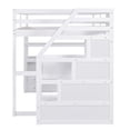 thumbnail image 6 of EUROCO Modern Full Size Loft Bed with Storage Shelves and Built-in Desk, Staircase and Cabinets, White, 6 of 15