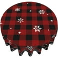 thumbnail image 5 of Christmas Tablecloth, Red Black Buffalo Plaid Round Tablecloth 60 Inch, Winter Snowflake Table Cloth for Rustic Farmhouse Kitchen Decor, Xmas Holiday Outdoor Wipeable Polyester Fabric Table Cover, 5 of 5
