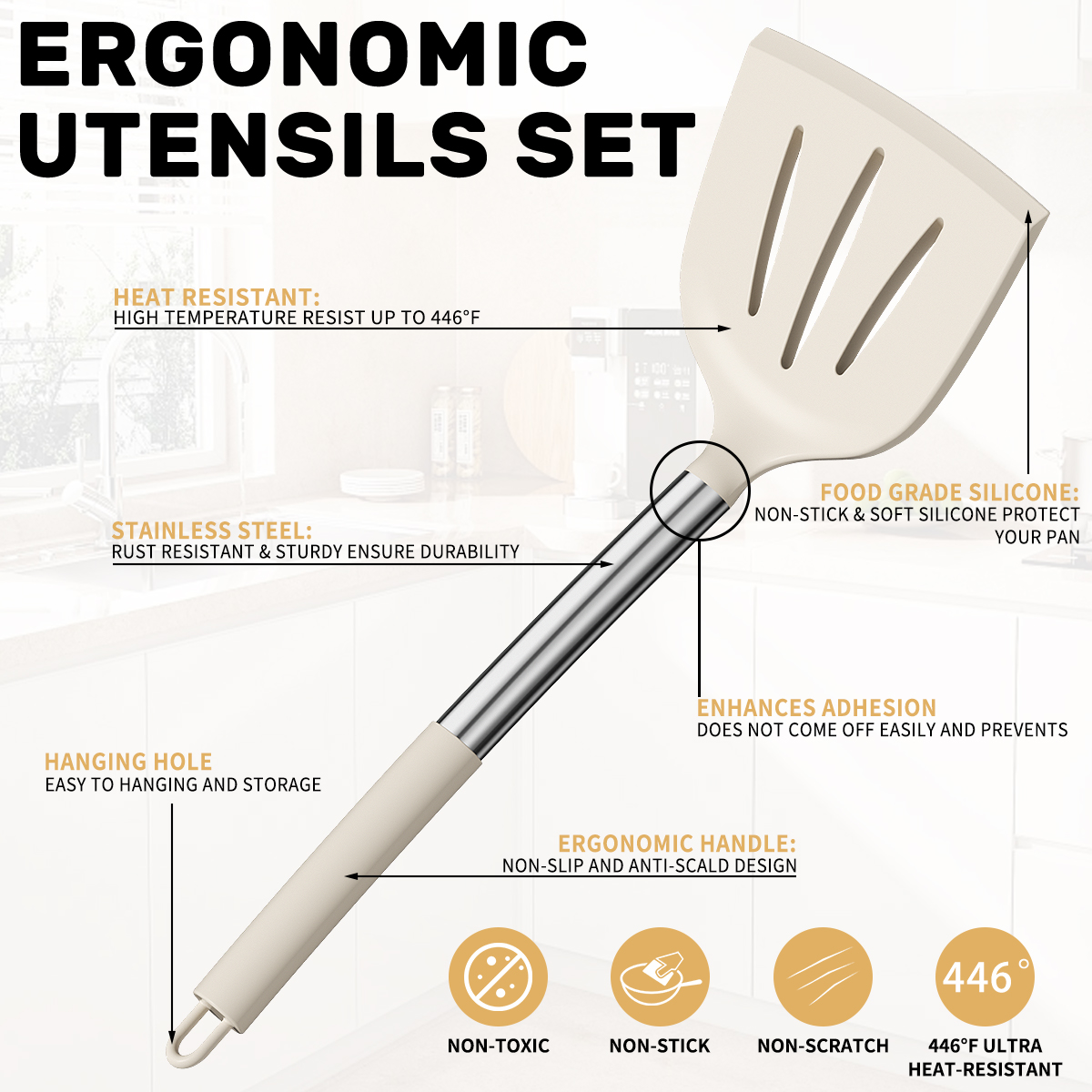 GPED 30-Piece Silicone Cooking Utensil Set with Stainless Steel Handles photo 3