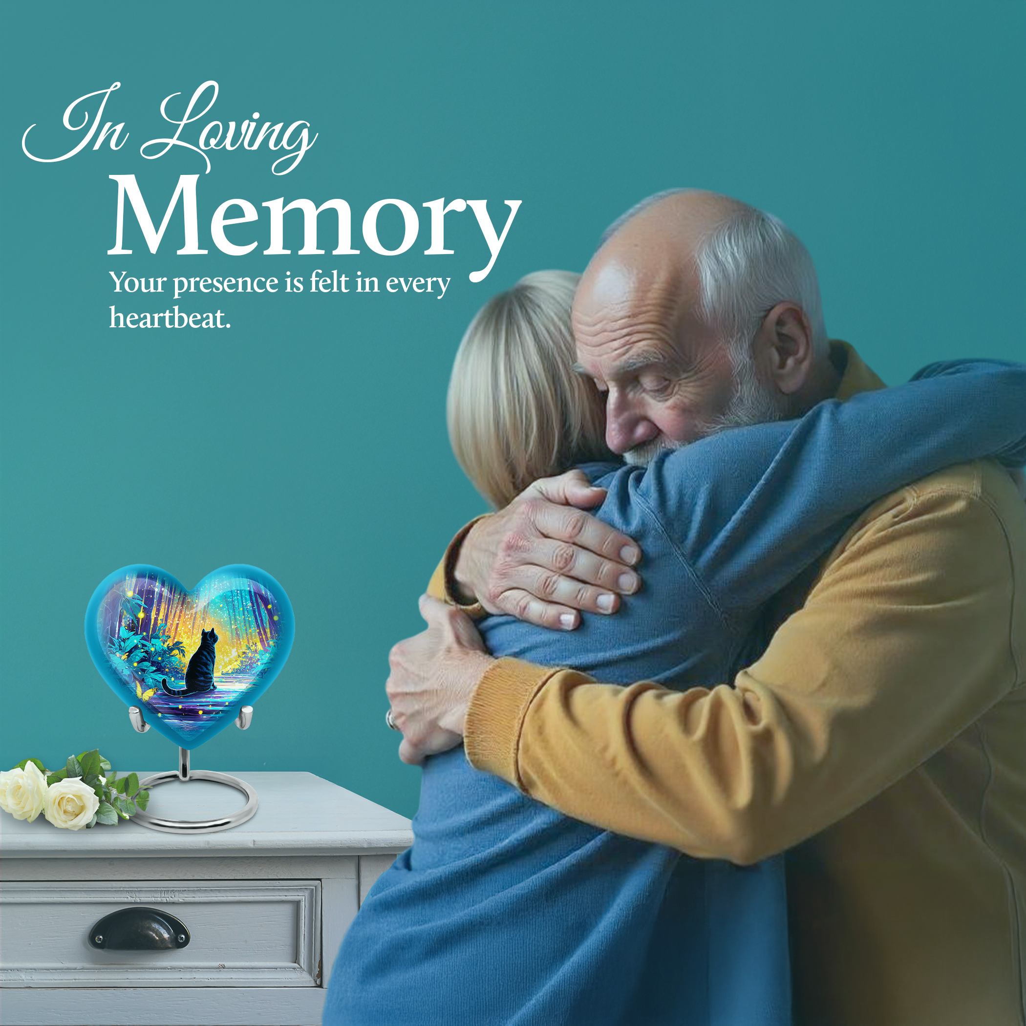 SABURIAL Cat Cremation Memorial Urn - Human Ashes Urns - Combo 1 - Large with 3 Inch Pack of 1 - Large Decorative Urn - Memorial Urns for Ash - Ash Keepsakes for Human Ashes