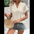 thumbnail image 4 of Tops de Verano para Mujer, Camisa Informal con Cuello en V y Mangas , Camiseta de Tirantes Ligera con Textura de Crochet Albaricoque XXL, 4 of 8