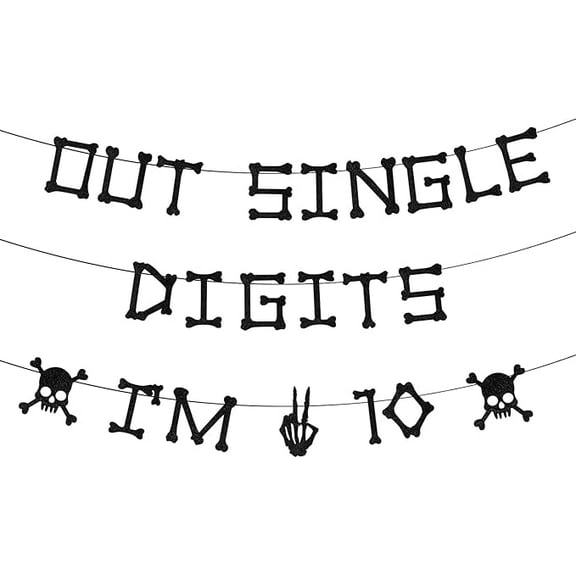 Peace Out Single Digits I’m 10 Banner Black Skull 10th Birthday Party Decoration Happy 10th Birthday Decor Double Digits 10 Birthday Banner for Boy Girl Halloween Gothic 10th Birthday Party Supplies