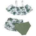 thumbnail image 3 of Kogui Teen Girl Bathing Suits Girls Bikini Set 3 Piece Swimsuits Spaghetti Strap Floral Print Bathing Suit with Beach Skirt Teen Cute Swimwear Size 14-15 (Green,14-15 Years), 3 of 8