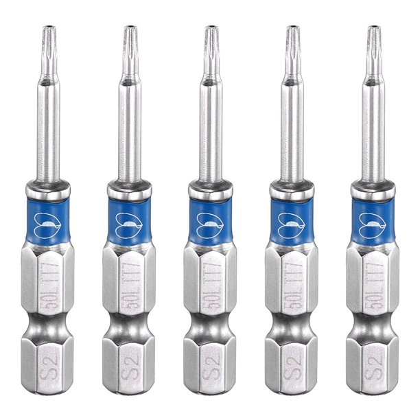 Uxcell TT8 Punta de destornillador Torx 1/4" Hexagonal 2" (50mm) Magnético a Prueba de Manipulación Punta de Estrella de 6 Puntos Broca de Acero S2