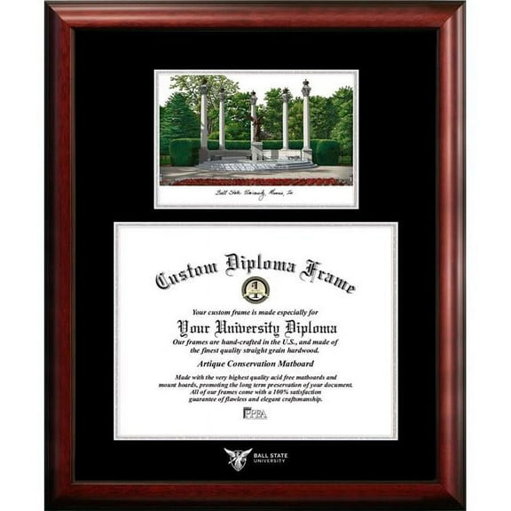 Campus Images IN985LSED-1714 17 x 14 in. Ball State University Silver Embossed Diploma Frame with Lithograph