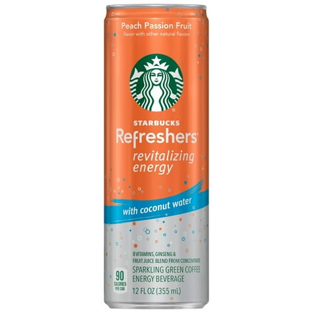 Passion Peach - Starbucks Refreshers Energy Coffee Drink, Peach Passion Fruit, 12 Fl Oz