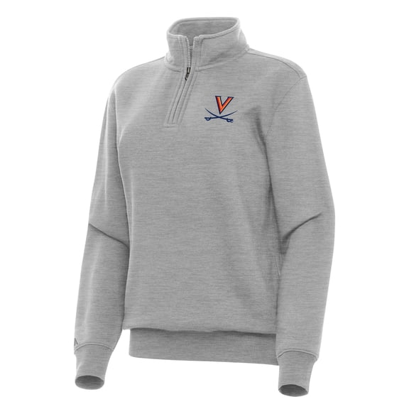 Women's Antigua Heather Gray Virginia Cavaliers Victory Quarter-Zip Sweatshirt