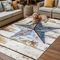 thumbnail image 2 of Fsddascl Texas Star Blue Red Outdoor Rug for Patio/Deck/Porch, Non-Slip Large Area Rug 4 x 6 Ft, Country Western Vintage Wood Indoor Outdoor Rugs Washable Area Rugs, Reversible Camping Rug Carpet, 2 of 5