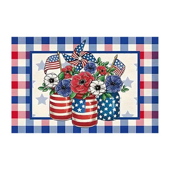 4th Of July Doormat, Patriotic Welcome Mat with Stain Fade Resistant, Non Slip Outdoor Indoor Entryway Rug for Front Door Decor, Independence Day Home Decor,40x60cm