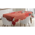 thumbnail image 1 of Year of the Dog Tablecloth, Japanese Flourishing Petals with Canine Silhouette on Cloudy Background, Rectangular Table Cover for Dining Room Kitchen, 60 X 90 Inches, Multicolor, by Ambesonne, 1 of 3