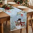 thumbnail image 3 of Snowman Christmas Dresser Scarf Farmhouse, Dining Table Decorations for Wedding/Parties, Snowflake Winter Xmas Tree Table Runner 36 Inches Long for Kitchen Dining, 13 x 36 In, 3 of 9