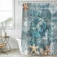 thumbnail image 4 of Blue Turtle Coastal Bathroom Shower Curtains with 12 Hooks Polyester Waterproof Shower Curtain for Stalls and Bathtubs Summer Beach Ocean Starfish Coral Decorative Bathroom Curtain 72x78 Inches, 4 of 9