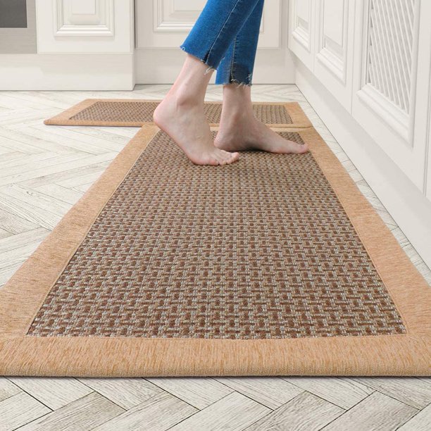 MontVoo Kitchen Rugs and Mats 2 PCS Set 20"x32"+20"x48" Non Skid