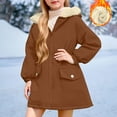 thumbnail image 2 of Girls Winter Jacket with Hood, Sherpa Fleece Lined Heavyweight Long Parka Coat with Pockets Full-zip Snow Outerwear (5 Years, Khaki), 2 of 7