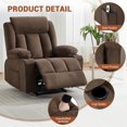 thumbnail image 4 of Oversized Recliner Chair with Massage and Heat - Traditional Overstuffed Rocking Sofa with Side Pockets & Cup Holder, Manual Recliner for Living Room Comfort, 4 of 6