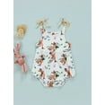 thumbnail image 2 of Franhais Infant Baby Girl Summer Jumpsuit, Cartoon Animal Print Sleeveless Sling Tie-Up Romper, 2 of 9
