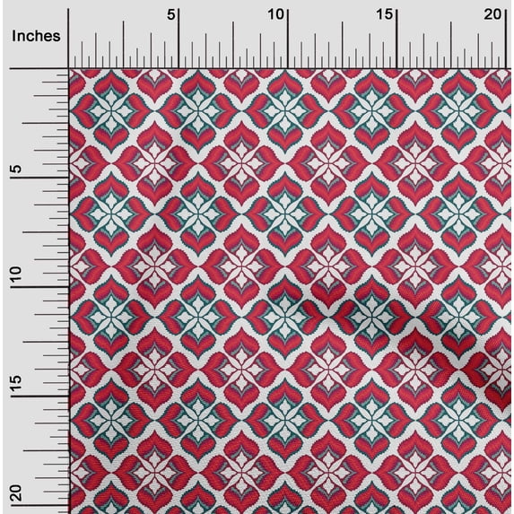 oneOone Organic Cotton Voile Fabric Ogee Flame Stitch Print Sewing Fabric BTY 42 Inch Wide