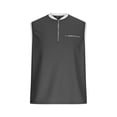 thumbnail image 5 of Jinhomg Men's Waffle T-Shirt Half Zip Sleeveless Tank Tops Color Block Traditional Vintage Shirts Outdoor Fashion Faux Two-Piece Tanks with Zipper Pocket Dark Gray,XL, 5 of 7