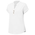 thumbnail image 5 of vigerkar Linen Shirts for Women Summer Linen Button Down Long Sleeve T-Shirt Casual Loose Henley V Neck Blouses Top White, L, 5 of 7