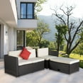 thumbnail image 3 of Outdoor Patio Bistro Conversation Sets, SEGMART 4 Pieces Outdoor Wicker Patio Furniture Set with L-Seats Sofa, R-Seats Sofa, Single Sofa, Tempered Glass Dining Table, Padded Cushions, 2 Pillows, S5601, 3 of 11