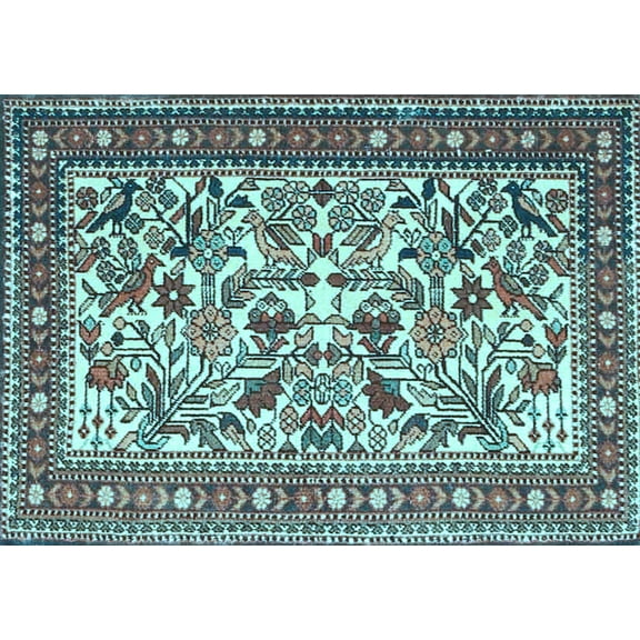 Ahgly Company Indoor Rectangle Persian Light Blue Traditional Area Rugs, 5' x 7'