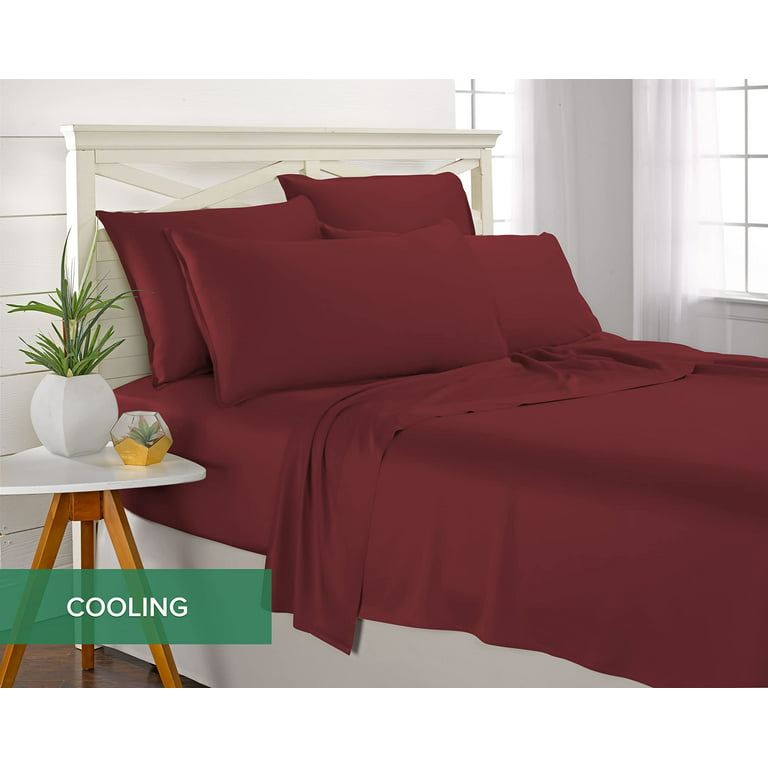 Dty Bedding Luxuriously Soft Viscose from 100% Organic Bamboo 4-Piece Sheet Set, Oeko-Tex Certified - King, Merlot