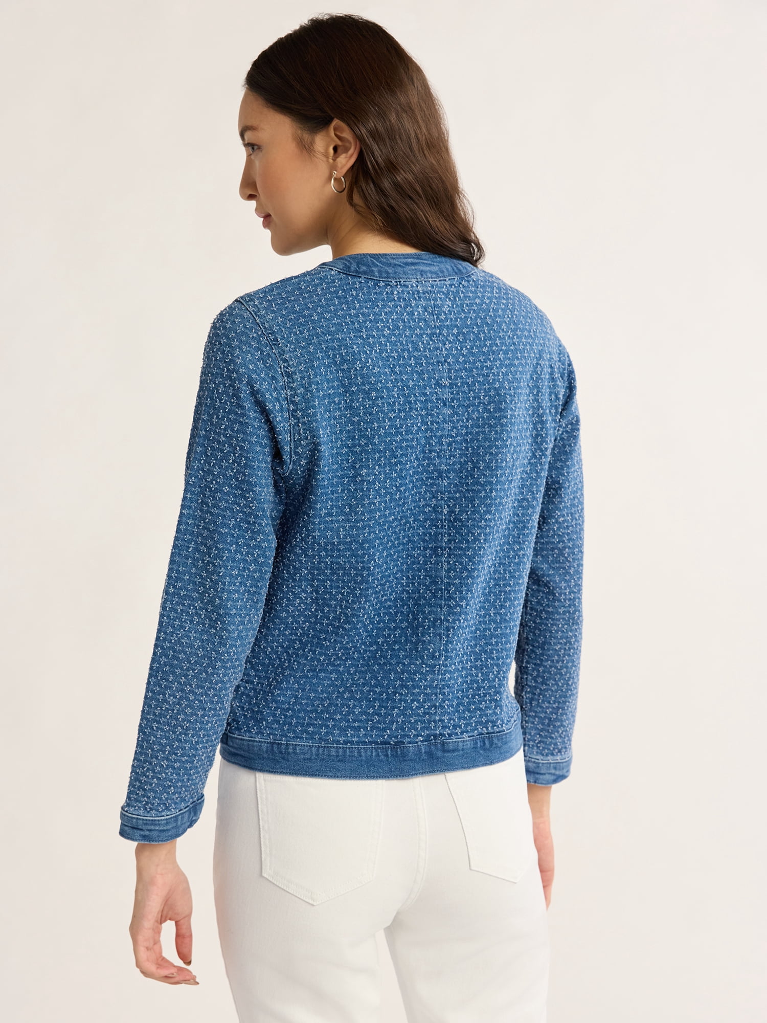 Time and Tru Women's Clip Dot Denim Jacket, Sizes XS-XXXL