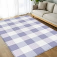 thumbnail image 4 of Purple White Buffalo Check 6x9 Area Rugs, Farmhouse Plaid Modern Geometric Non-Skid Rubber Backing Large Rectangle Rugs - Living Room Bedroom Home Office, Indoor Floor Mat Carpets Washable Rug, 4 of 9