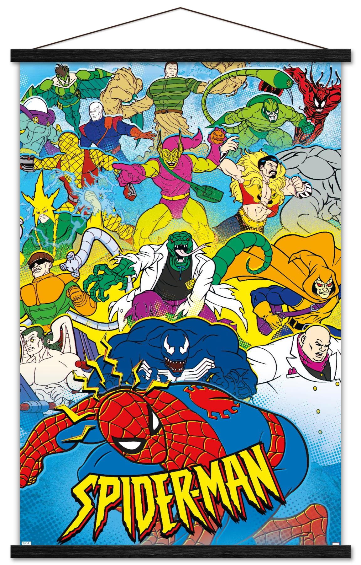 Marvel Comics - Spider-Man - 90s Animated Wall Poster with Wooden Magnetic Frame, Marvel Comics - Spider-Man - 90s Animated Wall Poster with Wooden Magnetic Frame,