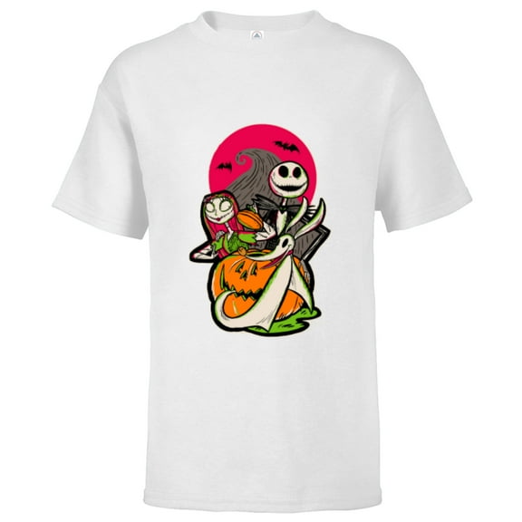 Disney 100 Nightmare Before Christmas Halloween Jack & Sally - Short Sleeve T-Shirt for Kids - Customized-White