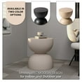 thumbnail image 4 of LeisureMod Minimalist Side Table, Fiber stone Round Hourglass Accent End Table Stool for Outdoor Patio, Indoor Home, Living Room Sofa, Weather-Resistant, Sage Series in Beige, 4 of 11
