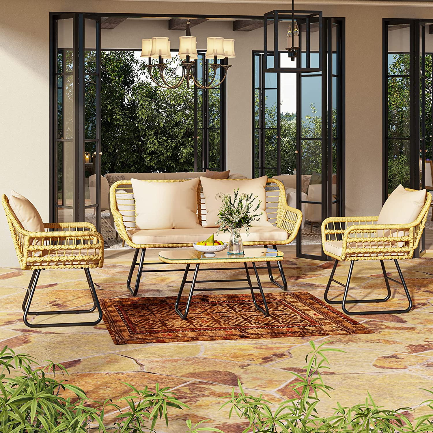 Rister 4 piece rattan cheap
