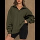 thumbnail image 4 of Sudadera de Entrenamiento de con Media Cremallera para Mujer, de Gran Tamaño, de Larga, Color Liso, con Hombros Caídos. Verde S, 4 of 5